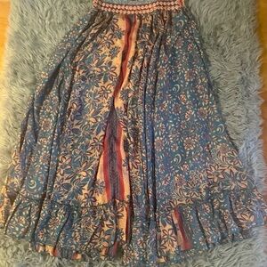 🔥Sale🔥 NWOT Raga from Anthropologie Floral Blue and Peach Tiered Skirt (M)